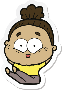 Bir insan tarafından çizilmiş mutlu yaşlı bir kadının çıkartması.