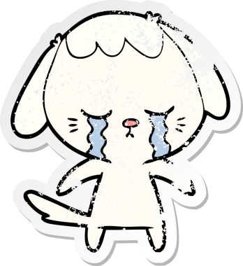 Bir insan tarafından çizilmiş ağlayan bir köpeğin sıkıntılı çıkartması.