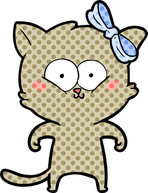 Bir insan tarafından çizilmiş çizgi film kedisi.