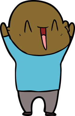 Bir insan tarafından çizilmiş mutlu, kel adam.