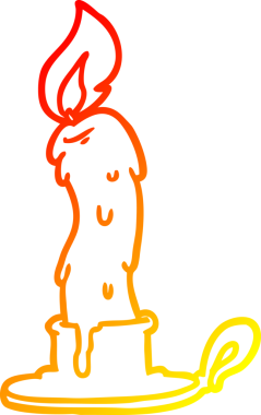 Bir insan tarafından çizilmiş ürkünç eski bir mumun sıcak çizgi çizimi