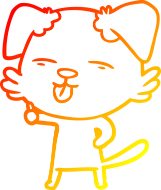 İnsan tarafından çizilmiş bir çizgi film köpeğinin sıcak çizgi çizimi.