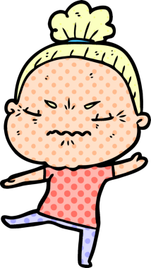 Çizgi film bir insan tarafından çizilmiş yaşlı bir kadın tarafından rahatsız edildi.