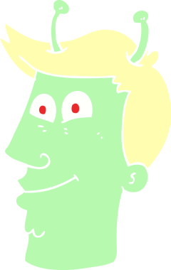 Bir insan tarafından çizilmiş uzaylı bir adamın düz renk çizimi