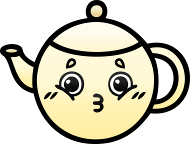 Bir insan tarafından çizilmiş bir çaydanlığın gölgeli karikatürü