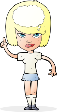 Bir insan tarafından çizilmiş bir fikri olan karikatür kadın.