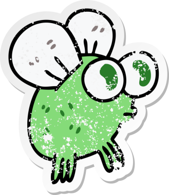 Bir insan tarafından çizilmiş garip bir el çizimi karikatür sineğinin sıkıntılı çıkartması