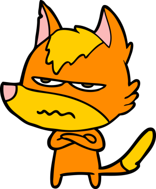 Bir insan tarafından çizilmiş kızgın tilki çizgi film karakteri