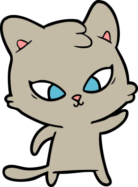 Bir insan tarafından çizilmiş sevimli çizgi film kedisi.