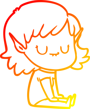 Bir insan tarafından çizilmiş mutlu bir elf kızı çizimi.