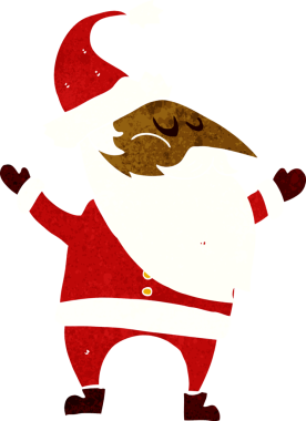 Bir insan tarafından çizilmiş Noel Baba çizgi filmi.