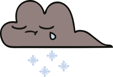 Bir insan tarafından çizilmiş kar bulutunun sevimli karikatürü.