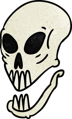 Bir insan tarafından çizilmiş bir kafatası karalaması.