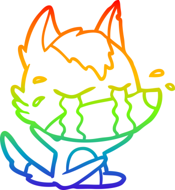 Gökkuşağı gradyan çizgi çizimi bir insan tarafından çizilmiş ağlayan bir kurt.