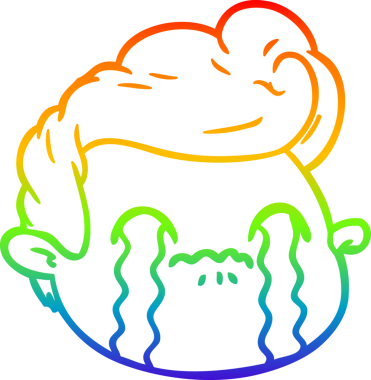 Gökkuşağı gradyan çizgi çizimi bir insan tarafından çizilmiş ağlayan bir çocuk