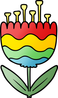 Bir insan tarafından çizilmiş karikatür desenli çiçek.