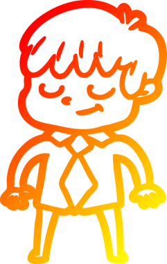 Bir insan tarafından çizilen mutlu bir çocuğun sıcak çizgi çizimi.