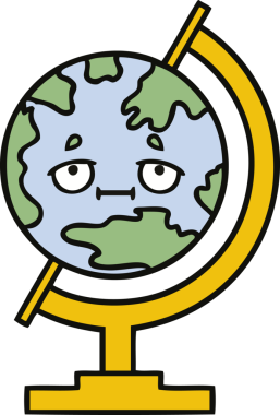 Bir insan tarafından çizilmiş sevimli bir dünya karikatürü.