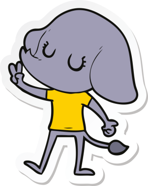 Bir insan tarafından çizilmiş şirin bir fil çıkartması.