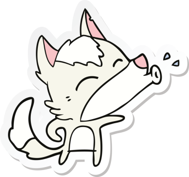 Bir insan tarafından çizilmiş uluyan kurt çizgi filminin çıkartması.