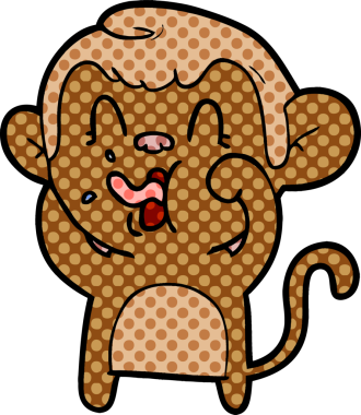 Bir insan tarafından çizilmiş çılgın çizgi film maymunu