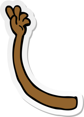 Bir insan tarafından çizilmiş bir karikatür kolunun çıkartması.