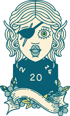 Retro Dövme Tarzı Cüce Bir insan tarafından çizilmiş 20 zar atışıyla