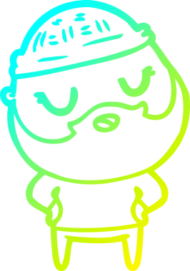 Bir insan tarafından çizilmiş sakallı sevimli bir çizgi film karakteri çizimi.