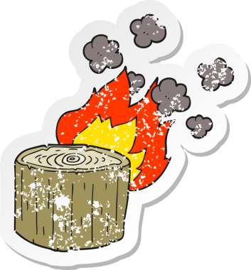 Bir insan tarafından çizilmiş yanan bir karikatürün gerilimli yapıştırması.