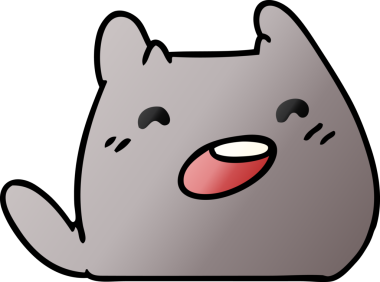 bir insan tarafından çizilmiş bir kawaii kedisinin gradyan çizimi