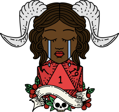 Retro Dövme Biçimi Ağlama Ağlama Doğal bir D20 zar atışıyla bir insan tarafından çizilmiş