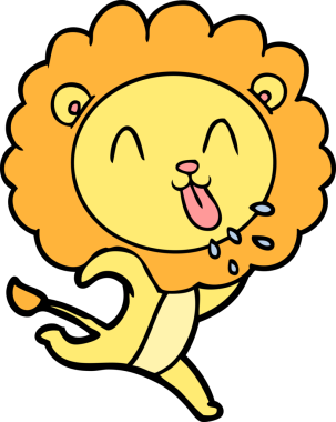Bir insan tarafından çizilmiş mutlu çizgi film aslanı.