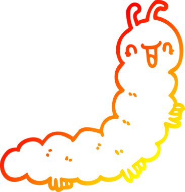 Bir insan tarafından çizilmiş bir tırtılın sıcak çizgi çizimi