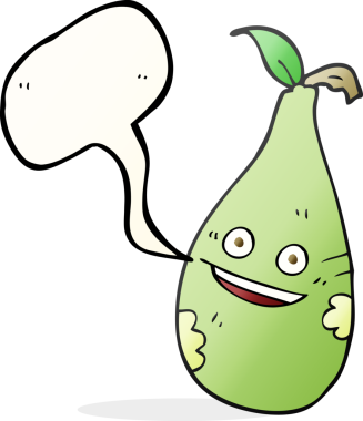 Bir insan tarafından çizilmiş serbest konuşma balonu karikatürü armudu