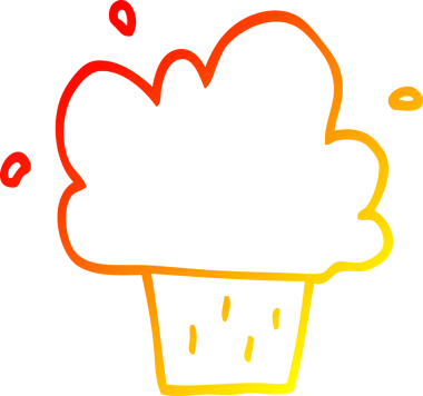 Bir insanın çizdiği çizgi film kekinin sıcak gradyan çizgisi.