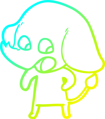 Bir insan tarafından çizilmiş şirin bir filin soğuk gradyan çizgisi