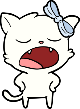 Bir insan tarafından çizilmiş esneyen kedi çizgi filmi.