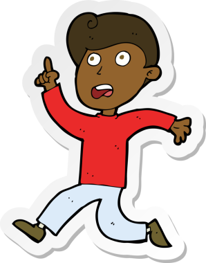 Bir insan tarafından çizilen panikleyen bir çizgi film çocuğunun çıkartması.