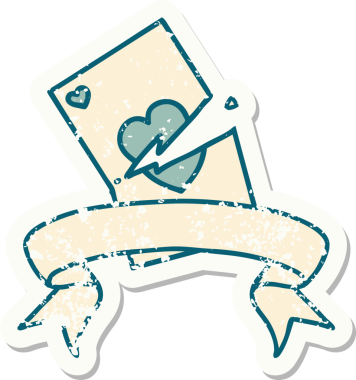 Bir insan tarafından çizilmiş yırtık bir kartın pankartı olan eski bir etiket.