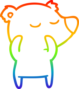 Bir insan tarafından çizilmiş mutlu bir kutup ayısının gökkuşağı gradyanı çizimi