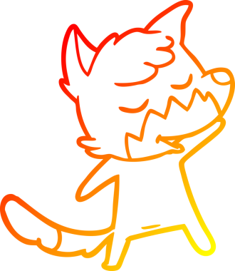 Bir insan tarafından çizilmiş dost canlısı bir tilkinin sıcak çizgi çizimi