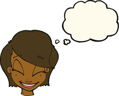 Bir insan tarafından çizilmiş düşünce kabarcığı olan güzel bir kadın yüzü.