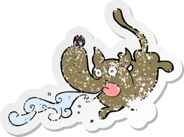 Bir insan tarafından çizilmiş salyalı bir köpeğin gerilimli çıkartması.