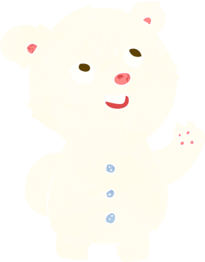 Bir insan tarafından çizilmiş şirin kutup ayısı yavrusu.