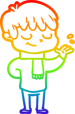 gökkuşağı gradyan çizgi çizimi bir insan tarafından çizilmiş mutlu bir çocuk