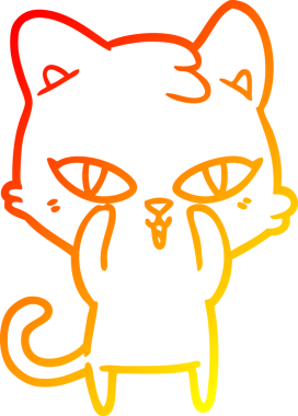 Bir insan tarafından çizilmiş çizgi film kedisinin sıcak çizgi çizimi