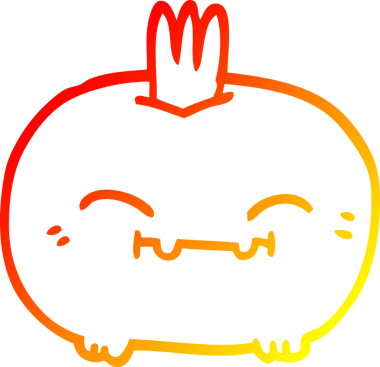 Bir insan tarafından çizilmiş mutlu bir sebze kökü çizgi çizimi.