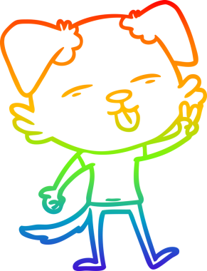 gökkuşağı gradyan çizgi çizimi bir insan tarafından çizilmiş dili dışarı çıkaran bir köpek