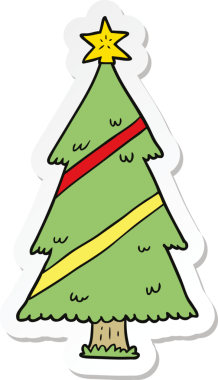 Bir insan tarafından çizilmiş bir karikatür noel ağacının çıkartması.