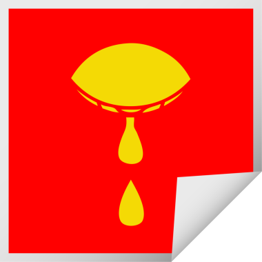 Bir insan tarafından çizilmiş ağlayan bir gözün kare soyulmuş çıkartması.